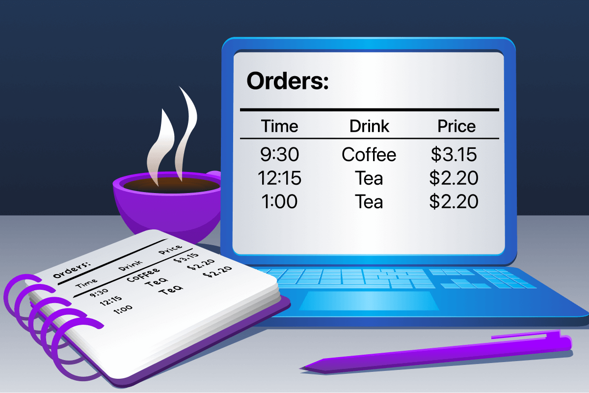 Transitioning a traditional café order notebook into a modern desktop database ledger.