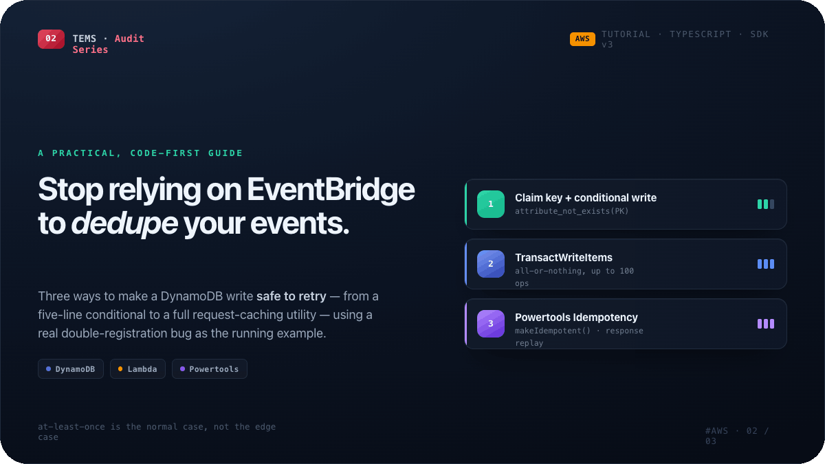 Stop Relying on EventBridge to Dedupe Your Events: A Practical Guide to Idempotent DynamoDB Writes