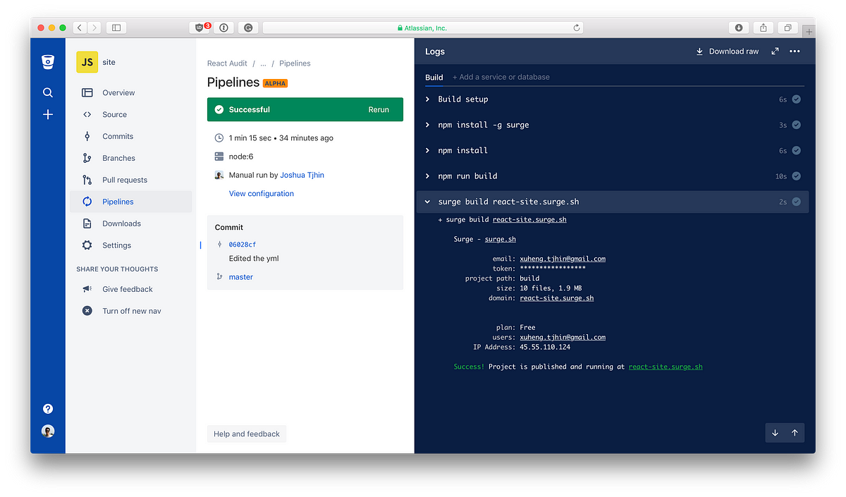 Build and automatically deploy a React site | by Joshua Tjhin | Medium