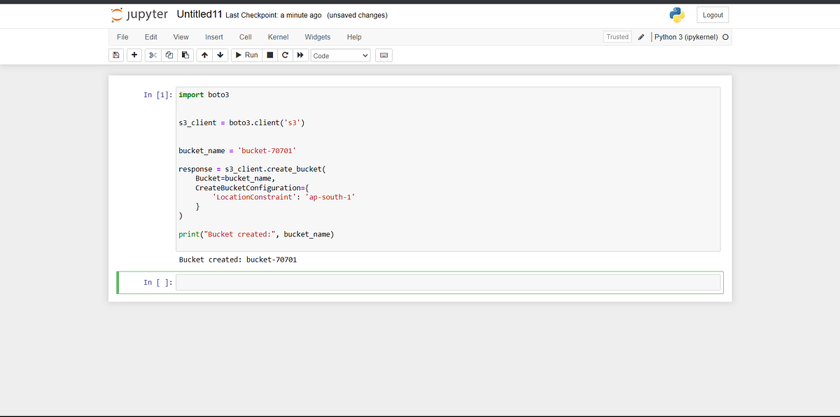 Creating S3 bucket using boto3 Resolving the problem of authentication