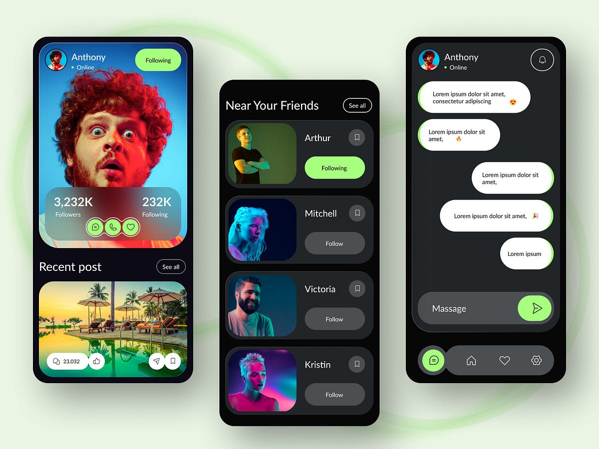 Social App UI Design. As a designer, I am always looking for… | by ...