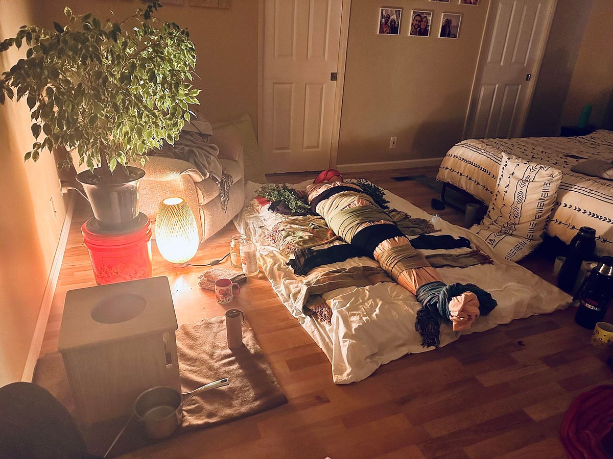 Rebirth through Sacred Adult Swaddling Medium