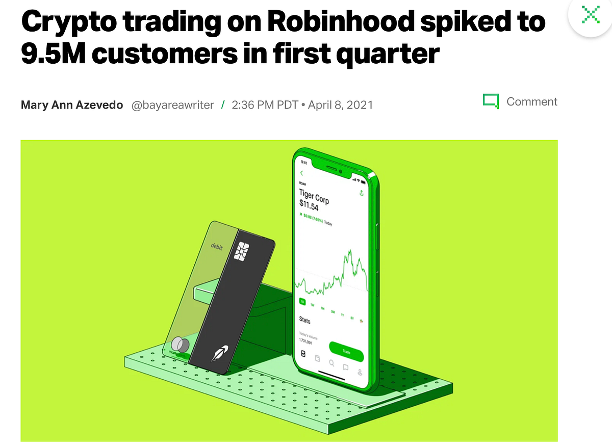 拜託！用Robinhood 買比特幣的都是韭菜。. 隨著加密貨幣的漸漸普及，許多互聯網公司像是Robinhood /Paypal… | by  Eugene Chang | Crypto Muse Ventures — A