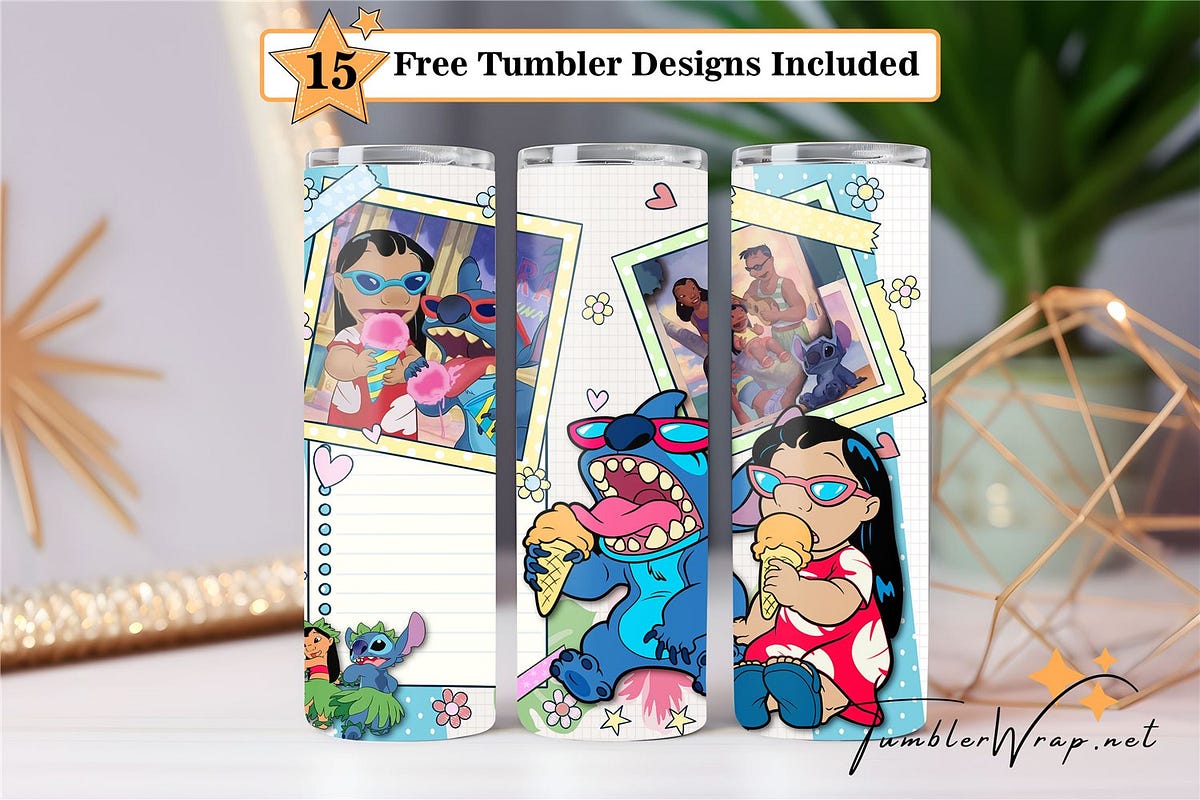 Lilo And Stitch Eat Ice Cream 20oz Sublimation Tumbler Designs