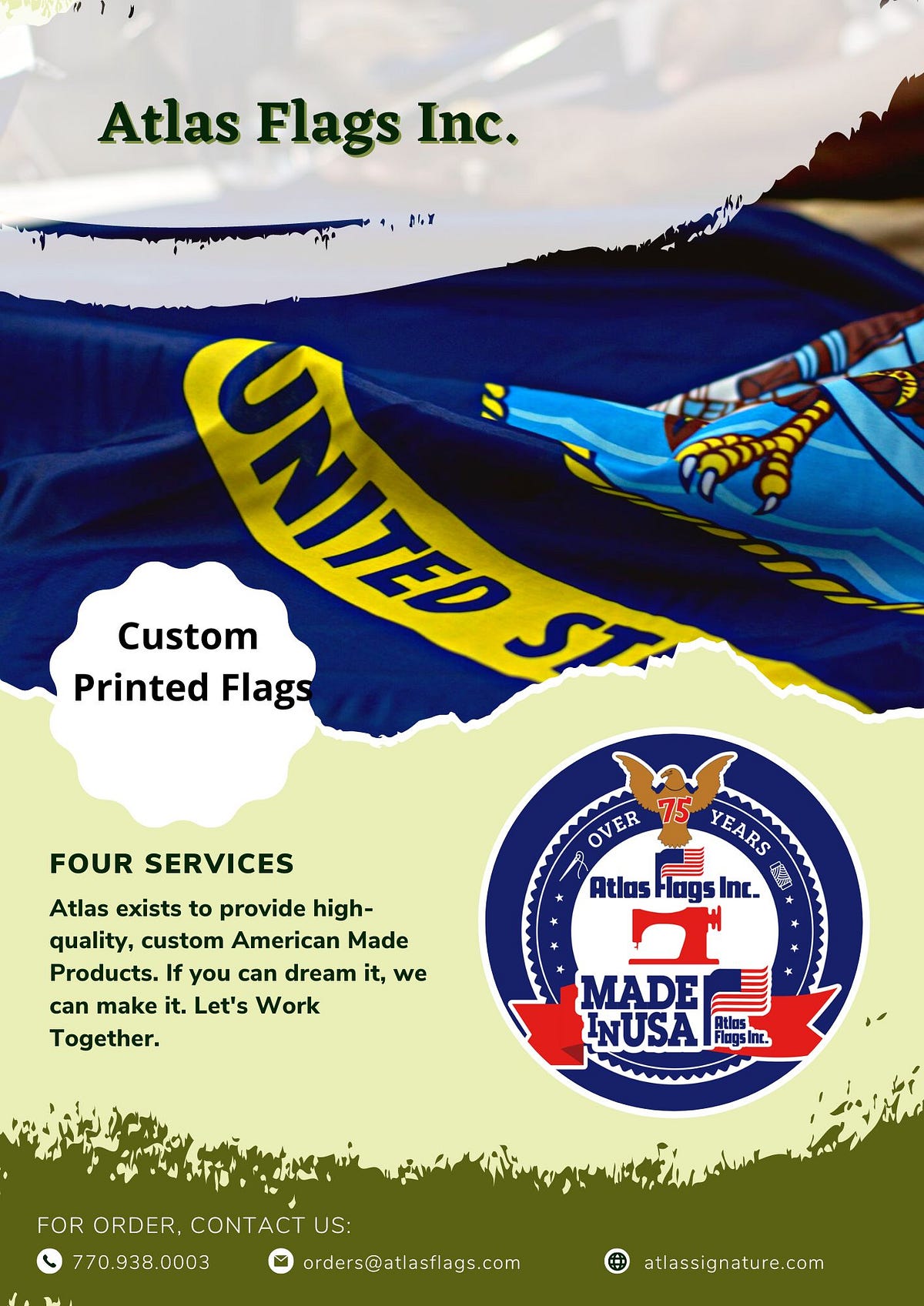 Custom Pontoon Boat Flags USA Manufacturing altas signature Medium