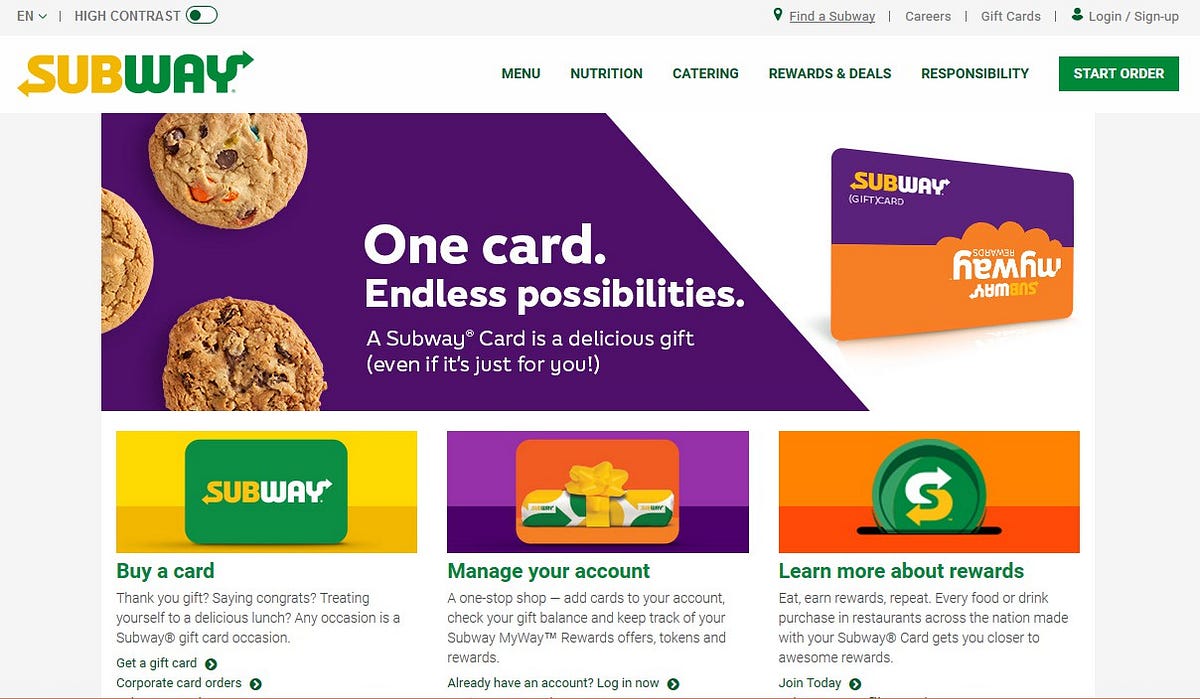 Find balance on subway sales gift card