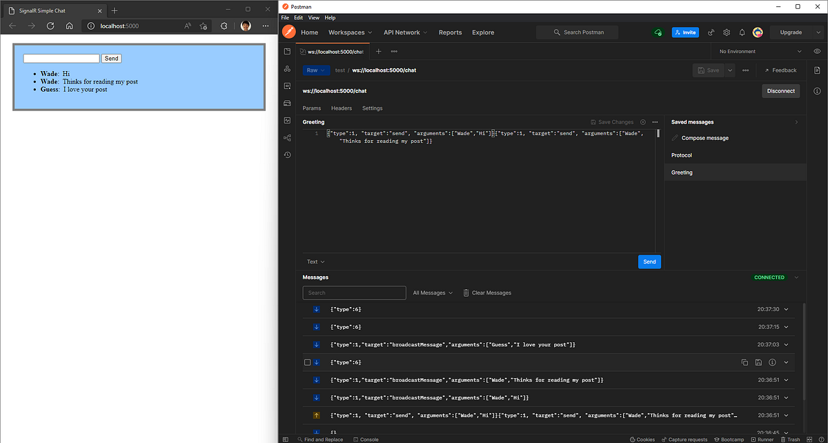 Connect SignalR APIs with Postman by Wade Huang Medium