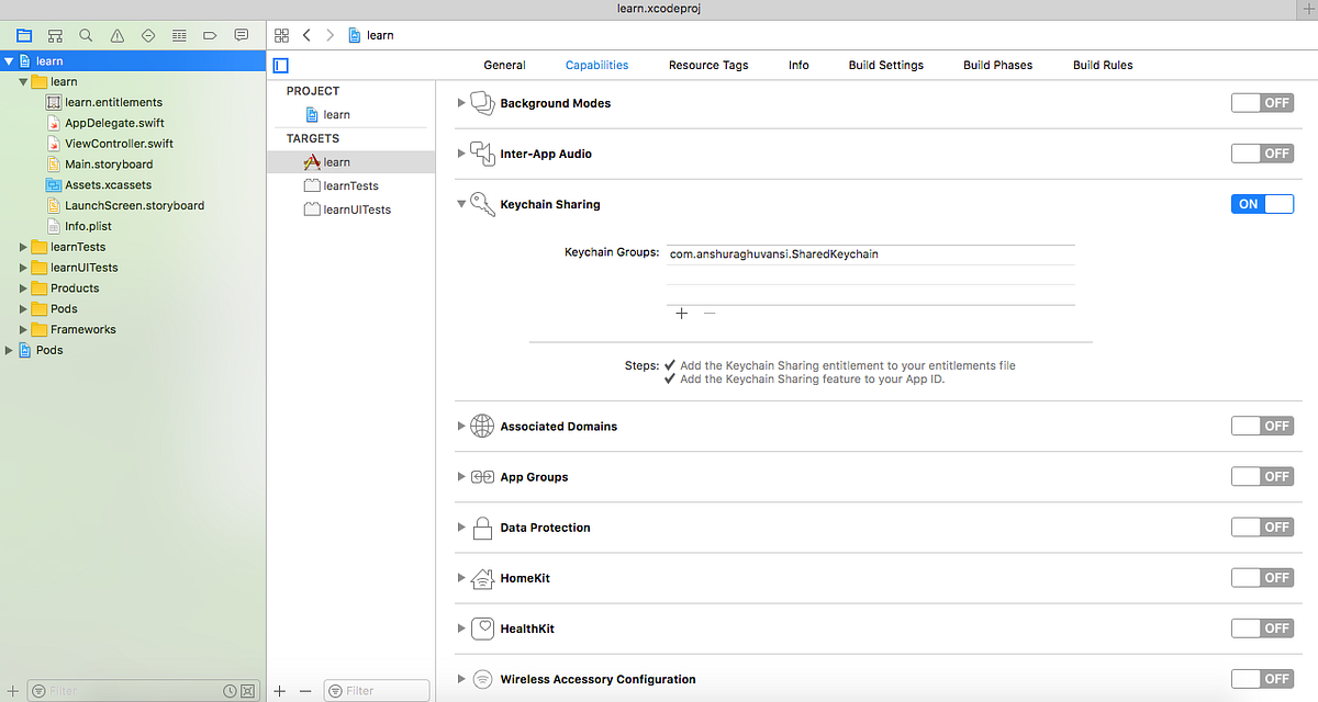Keychain sharing between applications on iOS by Anshu Kumar Medium
