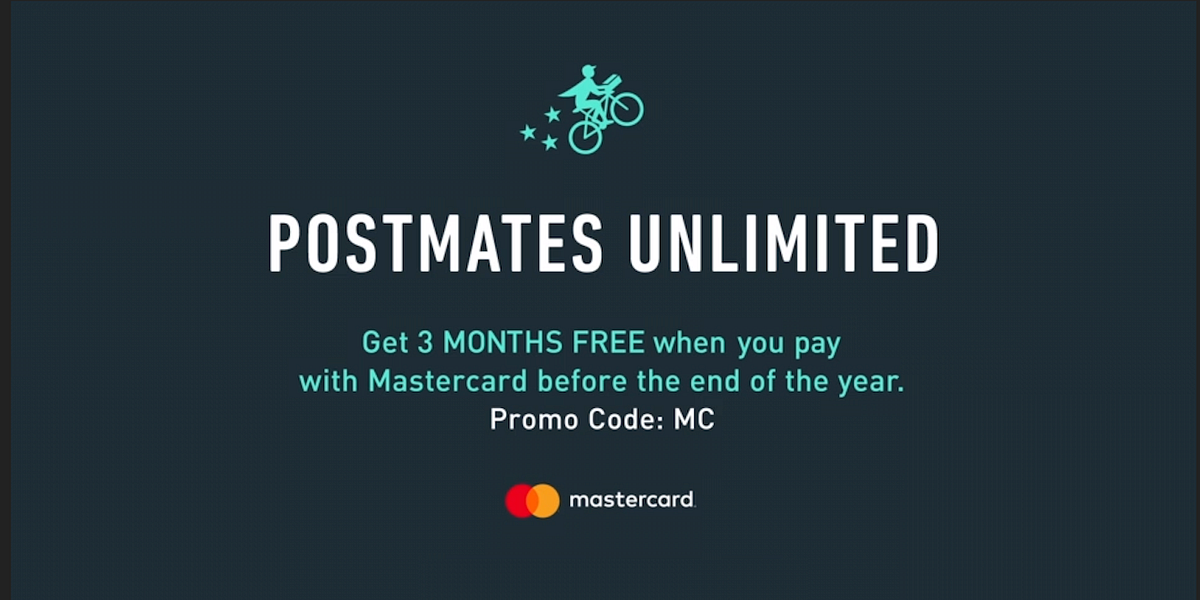 Hey LA, Pay With Your Mastercard, Get 3 Free Months of Postmates