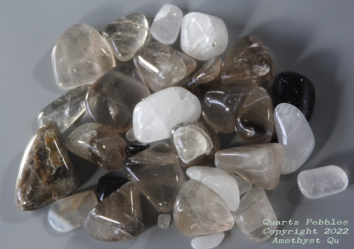 Quartz Pebbles Two Photos of Polished Quartz Amethyst Dreams