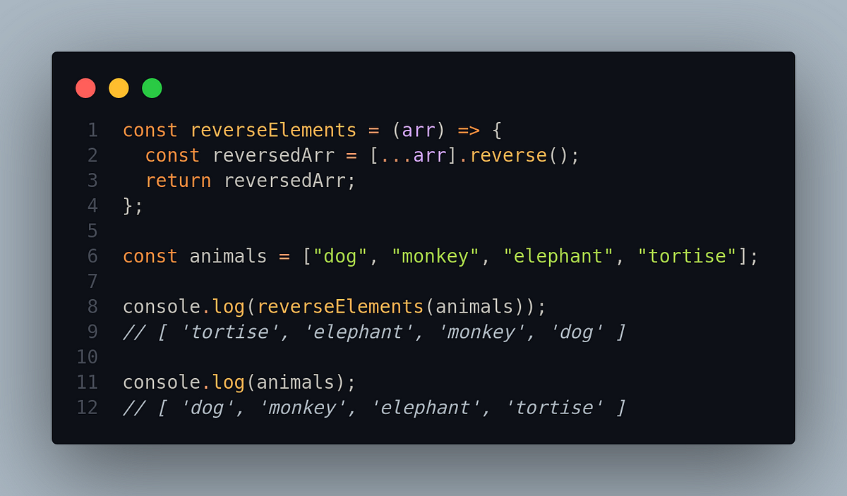 REVERSE ARRAY WITHOUT MUTATION | by Ernest Anyewe Adonu | Medium | Medium