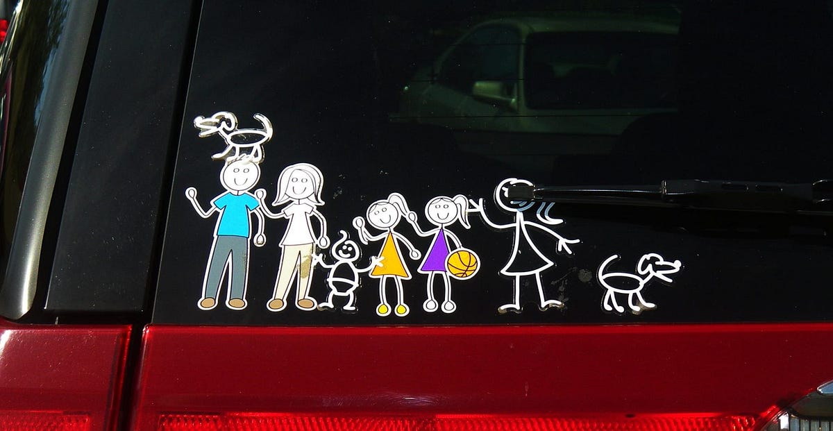 Open Position Stick Figure Family Decal Funny Car Truck Sticker