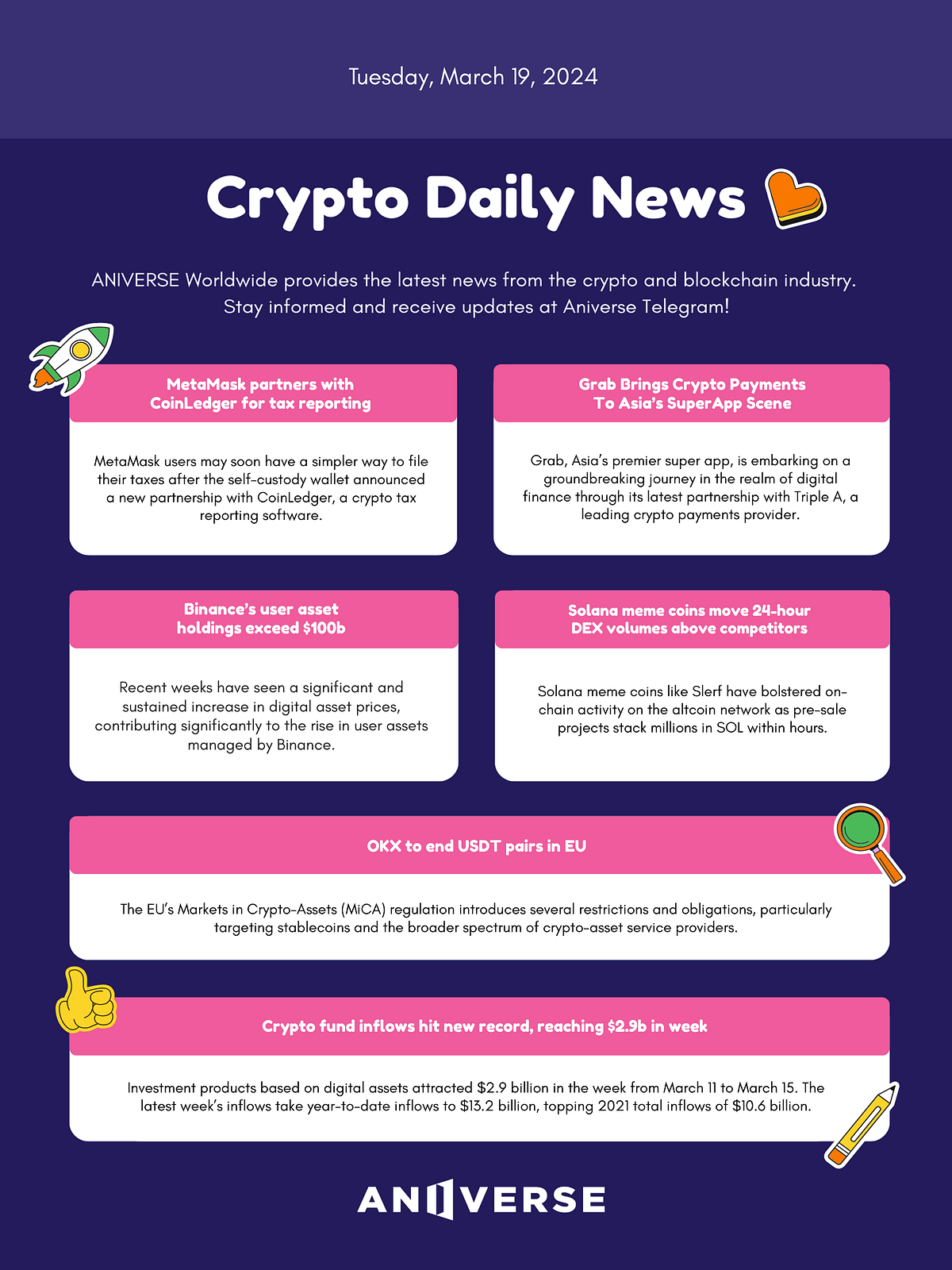 Crypto ANIVERSE Crypto Daily News_March 19, 2024 | by ANIVERSE | ANIVERSE |  Medium