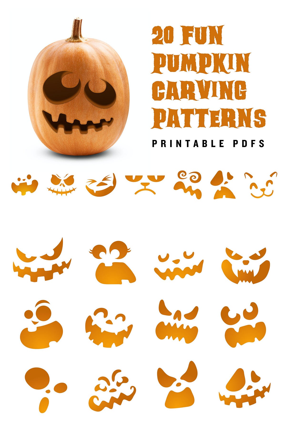 20 Printable jack-o-lantern pumpkin carving patterns for Halloween ...