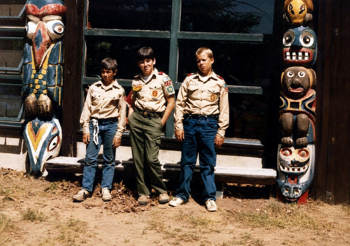 James Dale (center) at Boy Scout camp, Forestburg, New Jersey, circa 1985. Photo courtesy of the author.