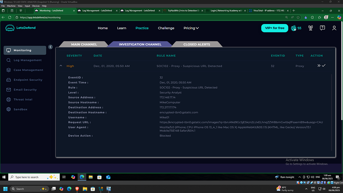 SOC102 — Proxy — Suspicious URL Detected | Event ID: 32 | by Cyril ...