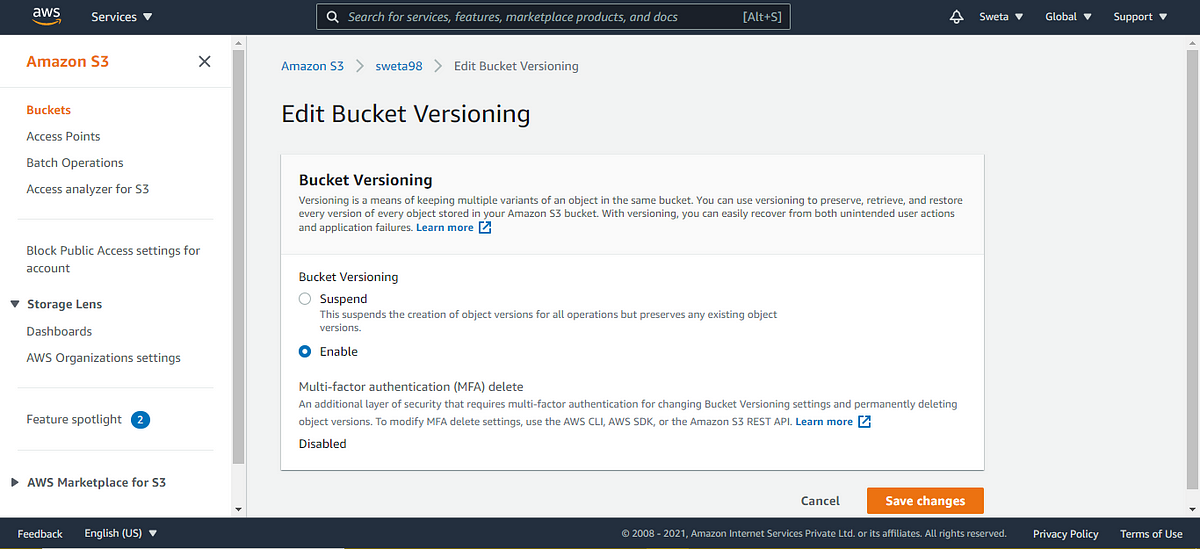 Topic S3 bucket with versioning and life cycle policies and access S3