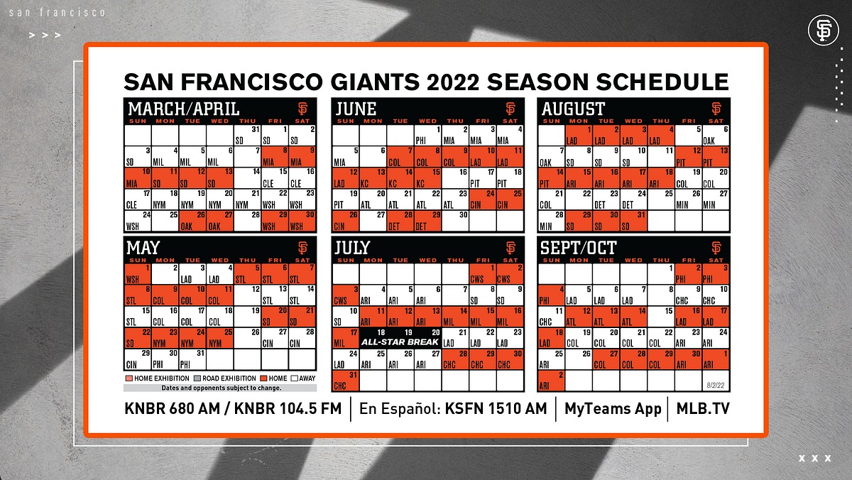 SFGiants Announce Tentative 2022 Regular Season Schedule, by San Francisco  Giants