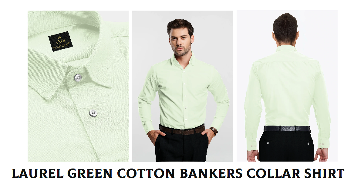 Laurel Green Cotton Bankers Collar Shirt