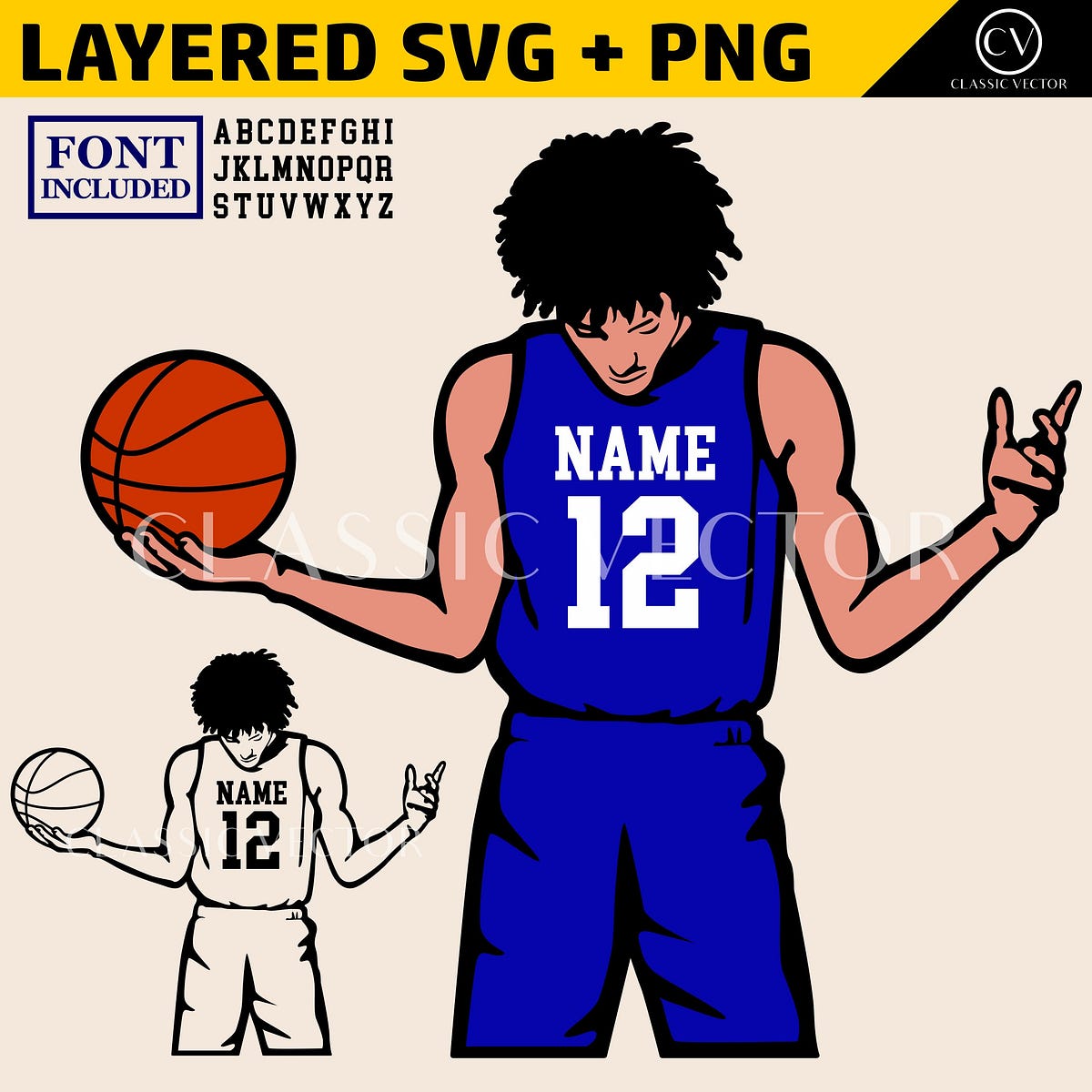 Customizable Male Basketball Player SVG PNG Digital Download | by ...