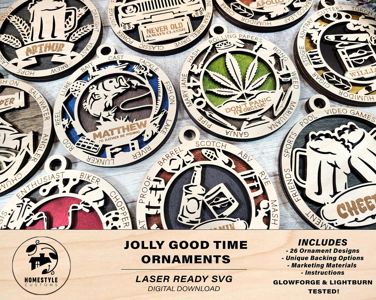 Jolly Good Time Ornaments — 26 Unique designs — SVG, PDF, AI File ...