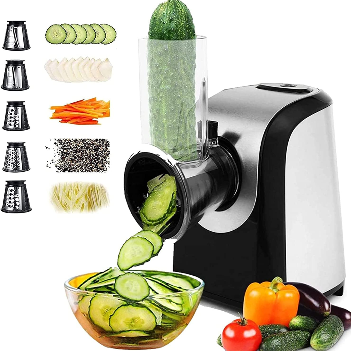 5-in-1 Electric Cheese Grater: Effortless Slicing, Shredding & Spiralizing, by iohhjghjhj