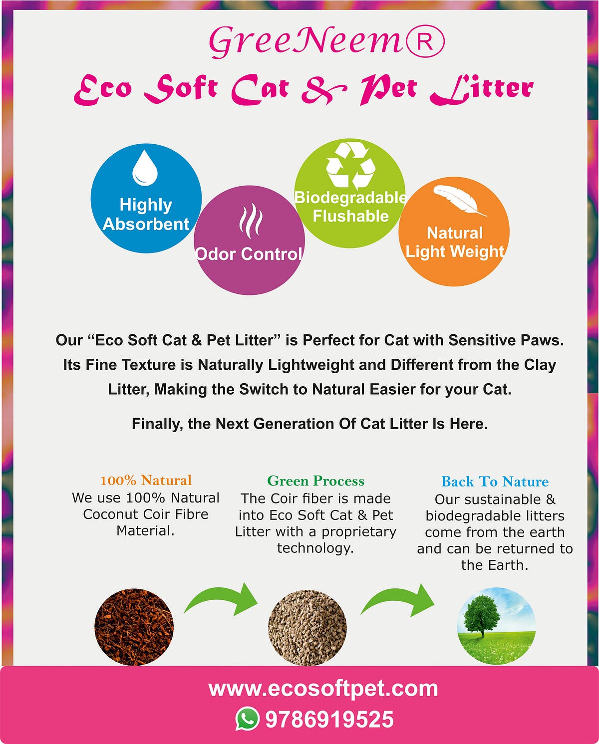 Biodegradable & Flushable Cat litter by Eco Soft Pet Medium