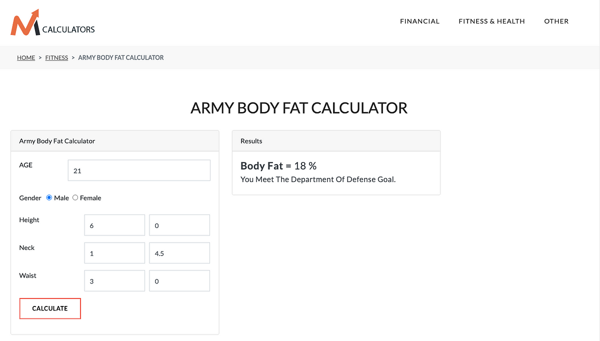 Best Army body weight Calculator. The army body fat calculator is a tool… by Tentacoin Medium