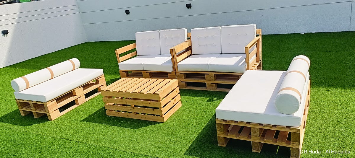 Rustic Charm Wooden Pallet Sofas and Tables for Rent in Dubai by Qamareventrentals Mar