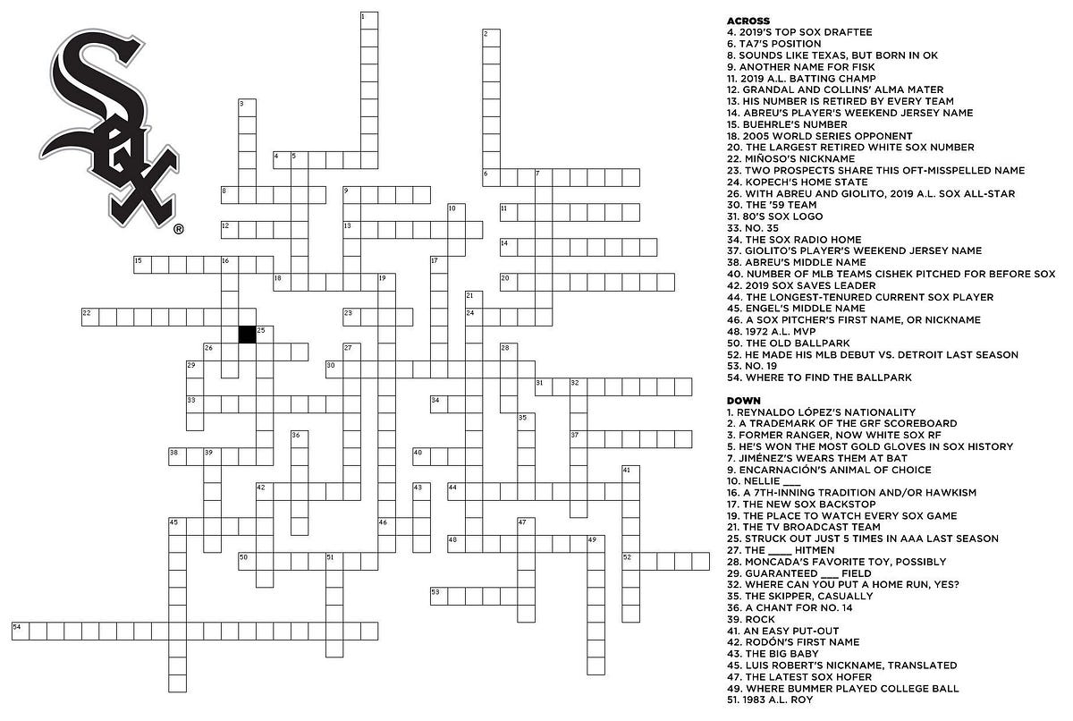 South Side Sox Crossword Puzzle