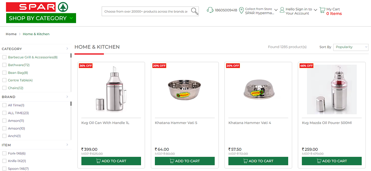 Buy Kitchen Accessories online Spar India Medium