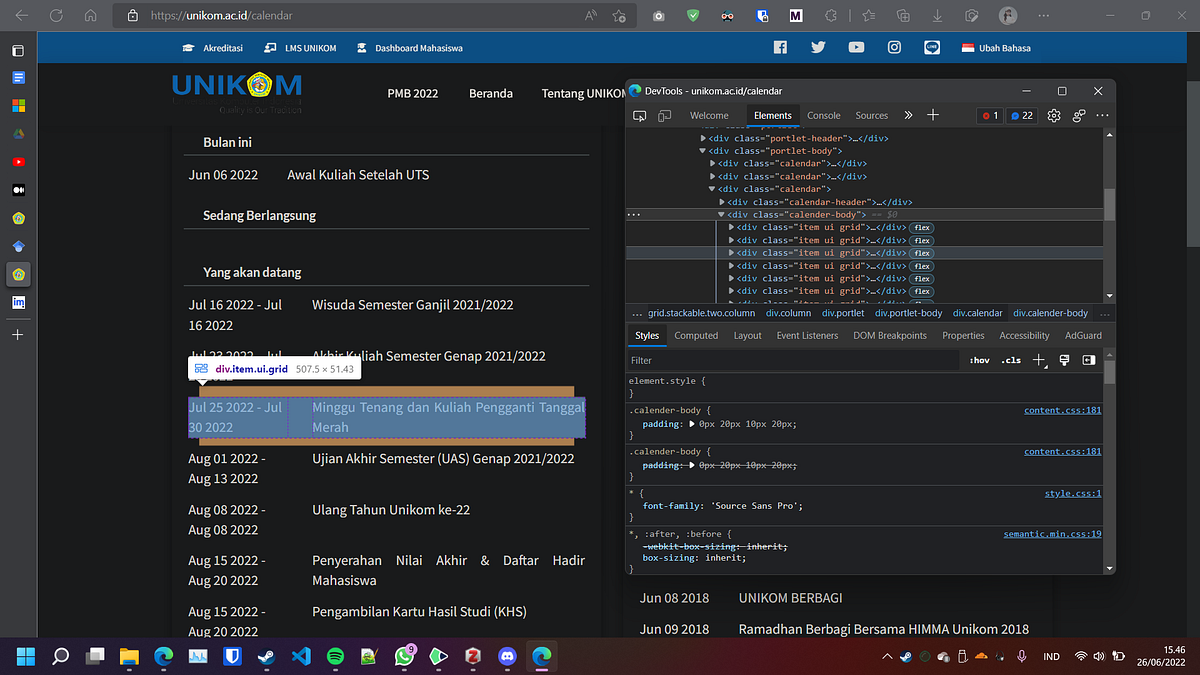 Web Scrapping Kalender Akademik UNIKOM Menggunakan NodeJS  by Denden Triana  Medium