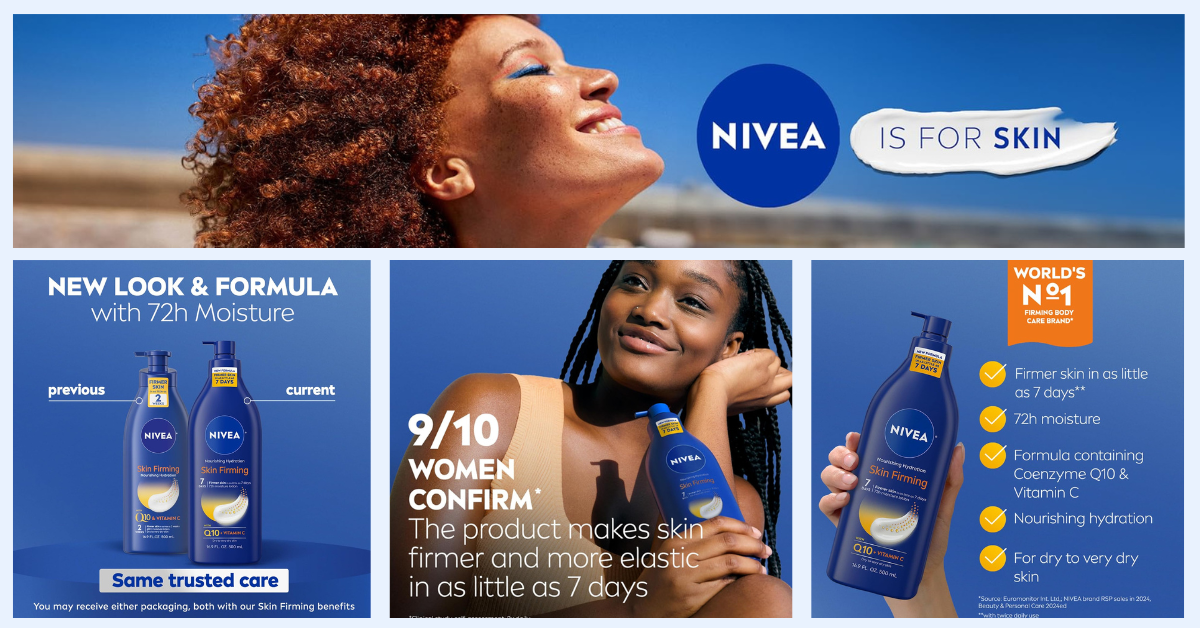 Nivea Skin Firming Review: Body Lotion with Q10 and Vitamin C.