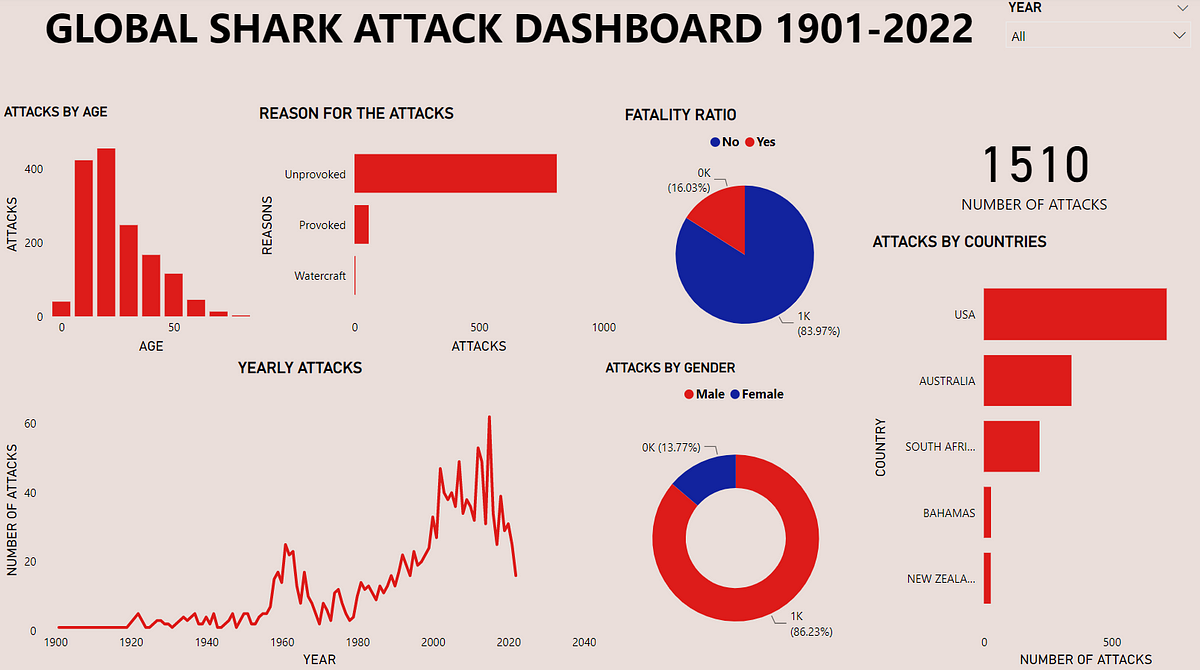 Global Shark Attack Dashboard In Powerbi 