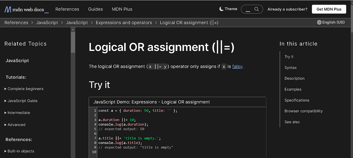 logical and assignment javascript