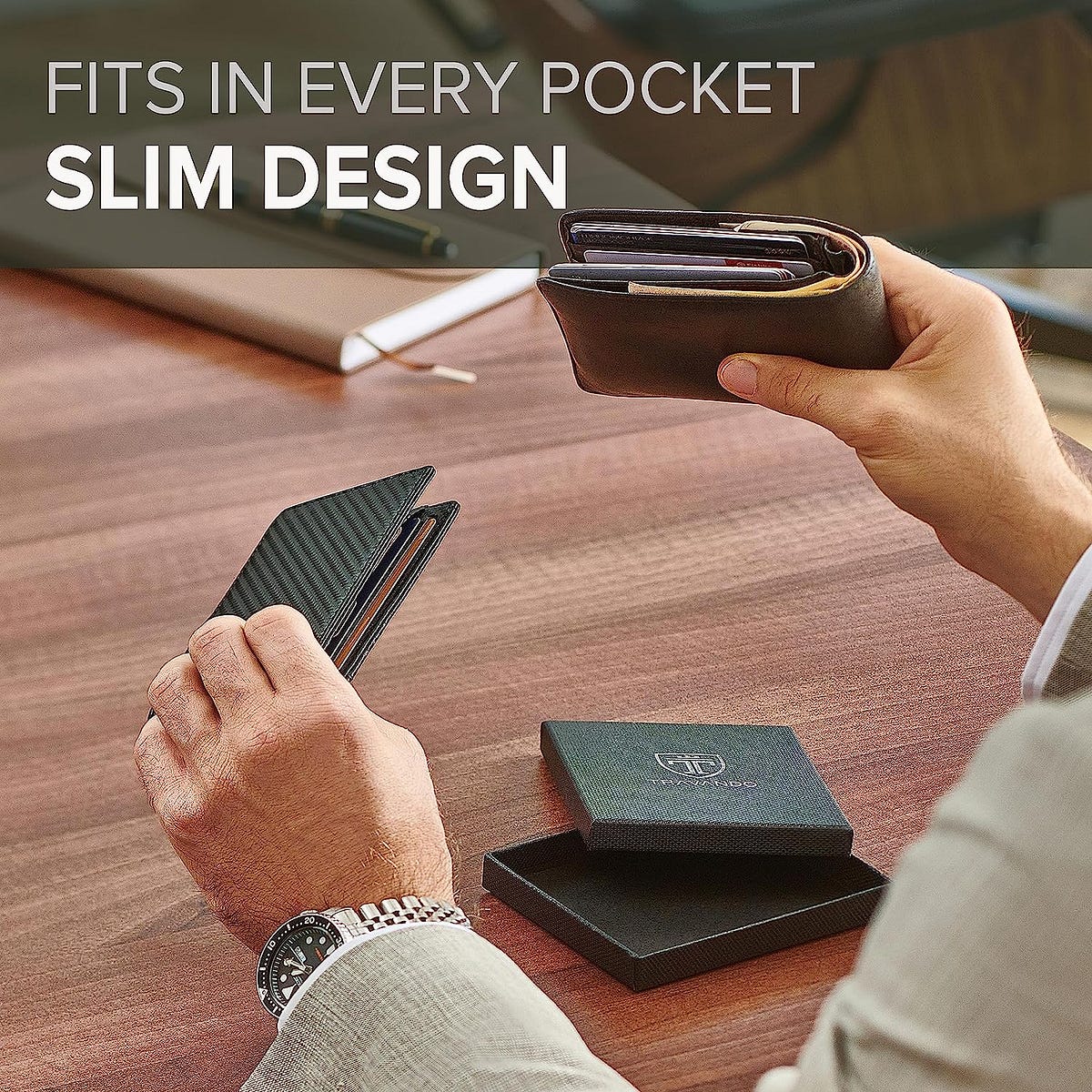 TRAVANDO Mens Slim Wallet with Money Clip AUSTIN RFID Blocking Bifold