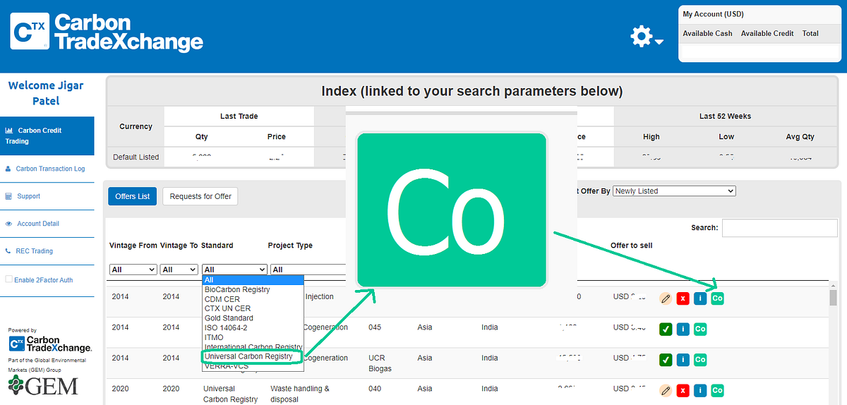 UCR credits trading on CTX is now LIVE by Universal Carbon Registry
