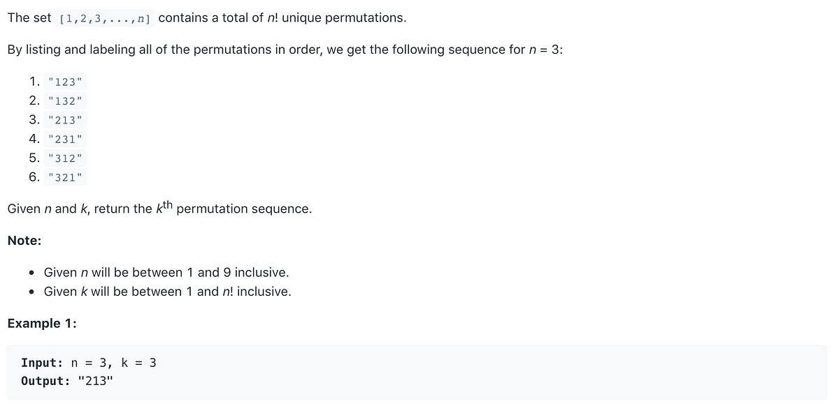 Leetcode Challenge: Permutation Sequence (6/20) | by Ryan Yang | Medium