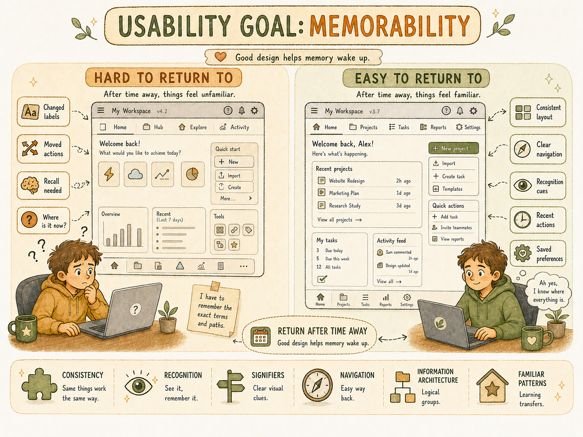 Usability Goal: Memorability in UX Design | Bootcamp