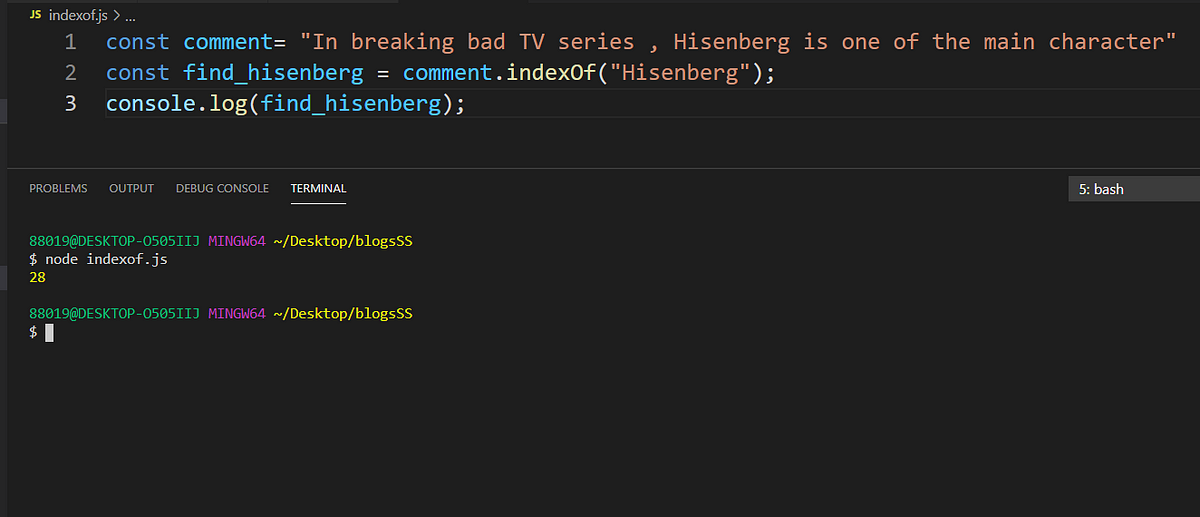 JavaScript String indexOf() Method Shahin Shah Medium
