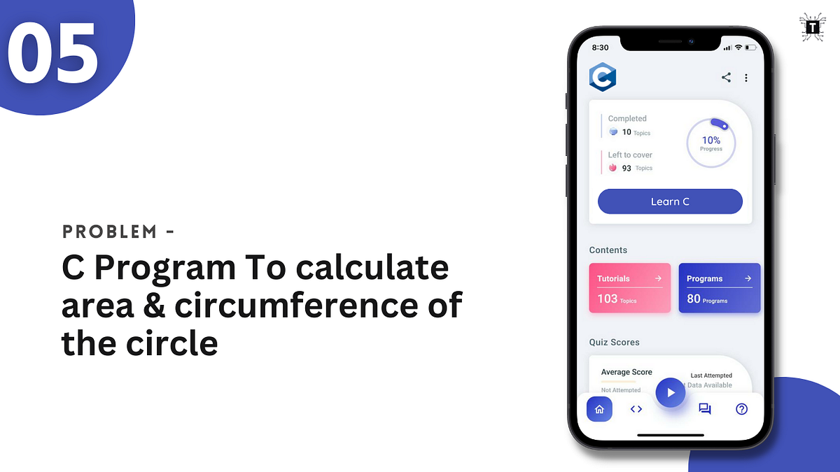 05. How to write a C Program To calculate area and circumference of the ...