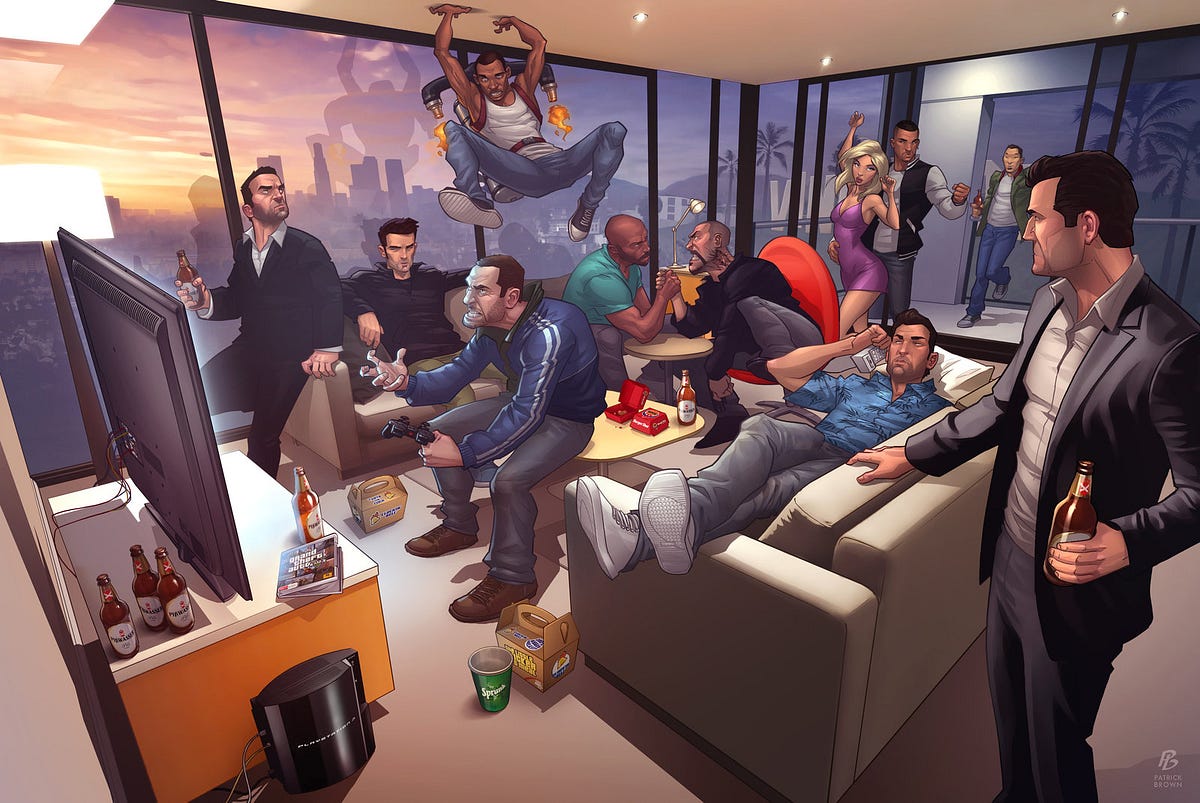 DOGS TEAM: Atores de Grand Theft Auto 5 posam juntos para uma foto