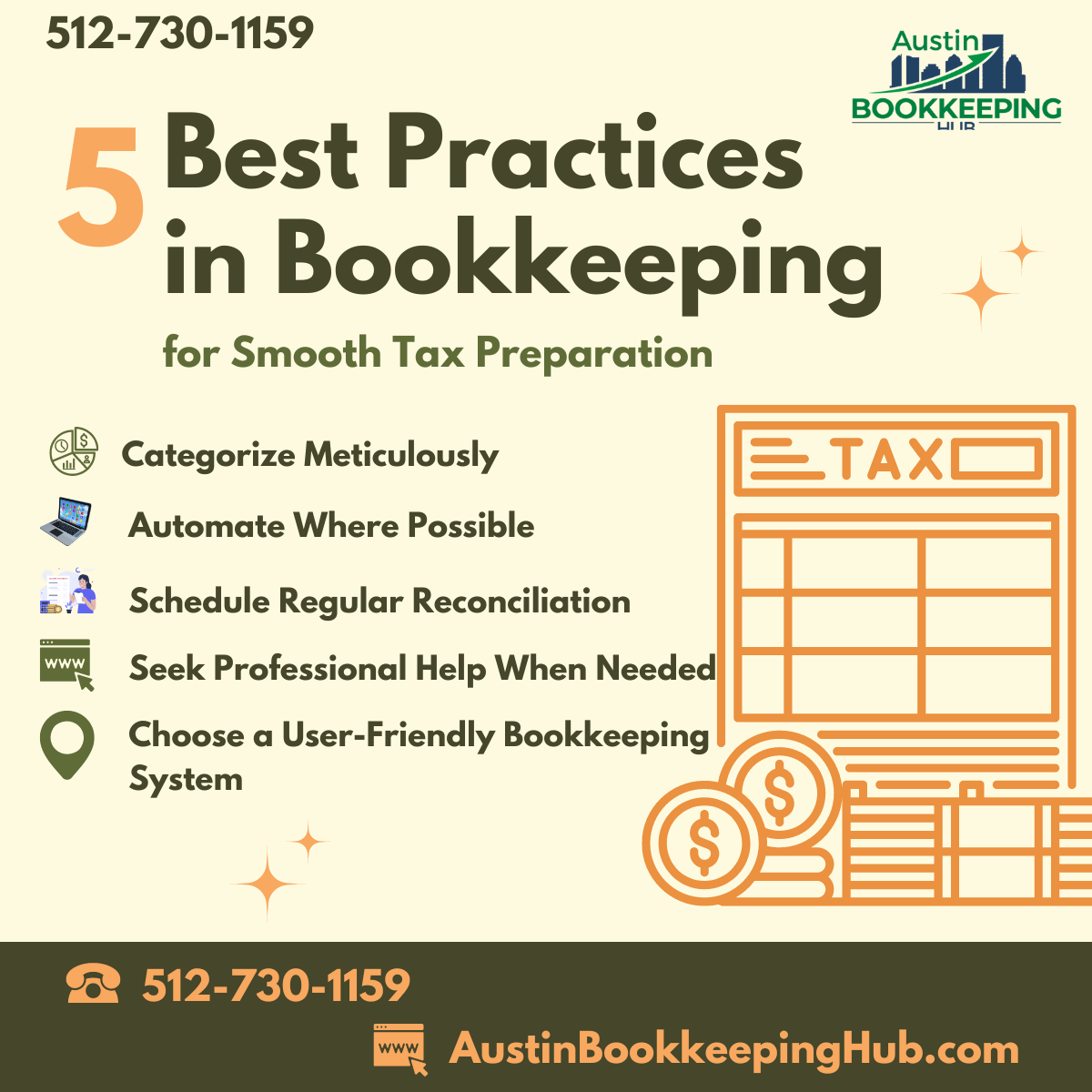 5 Best Practices in Bookkeeping for Smooth Tax Preparation by Austin