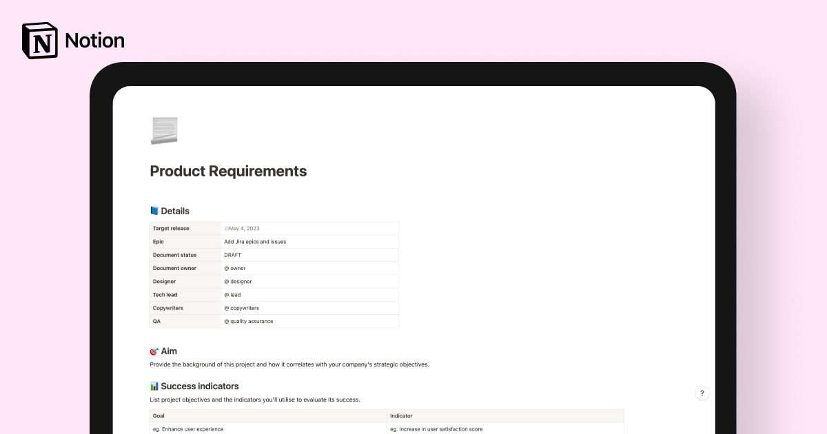 Product Requirements Template for Notion: Align on What You’re Building