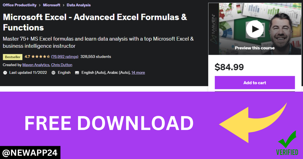 Microsoft Excel — Advanced Excel Formulas & Functions FREE DOWNLOAD ...