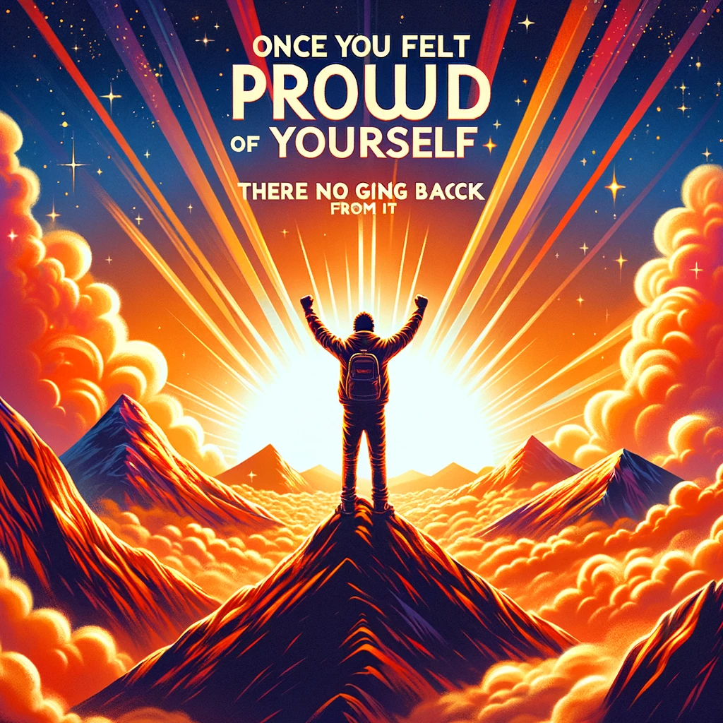 Once You Felt Proud Of Yourself, There Is No Going Back From It. by