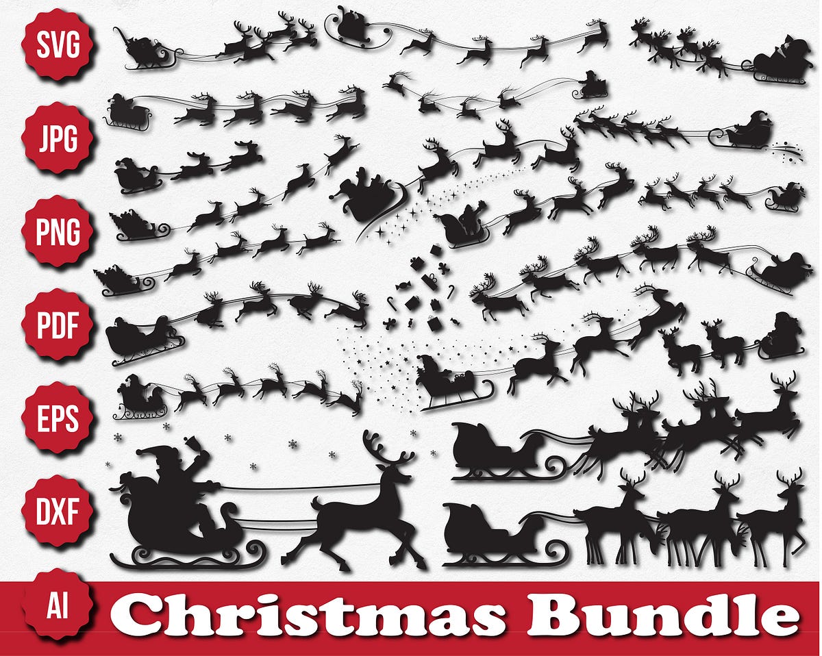 Santa Sleigh Svg Sleigh Svg Christmas Sleigh Svg Christmas Svg Svg