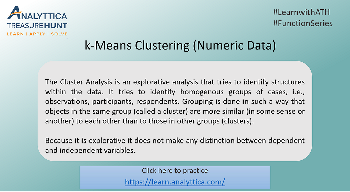 k-Means Clustering- Analytics Function Series. | by Analyttica Datalab ...