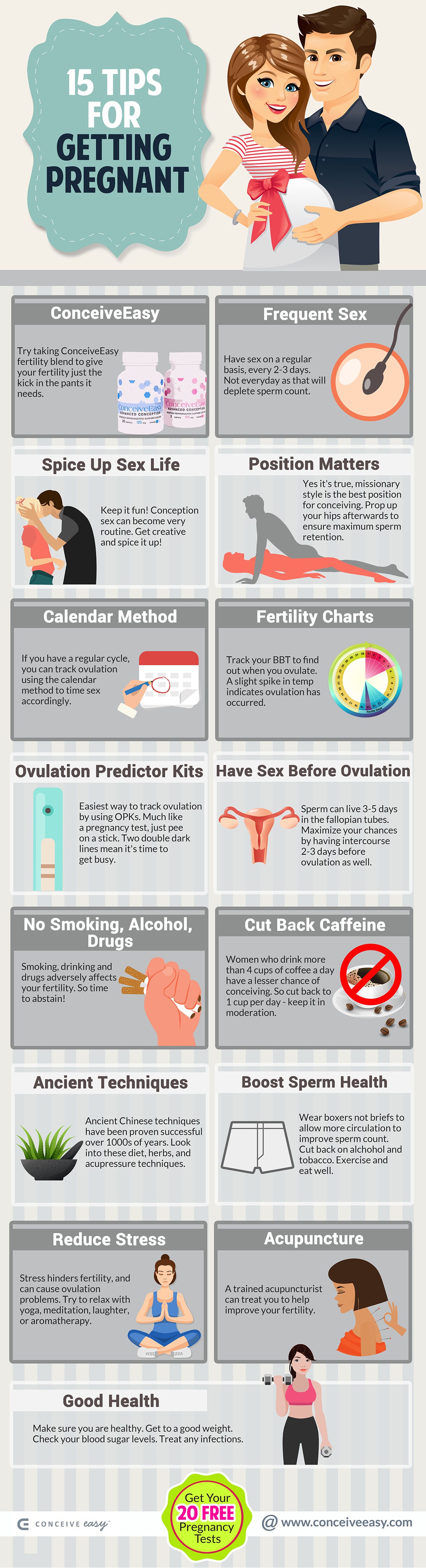 Top 15 Tips to Get Pregnant Infographic, by Conceive Easy