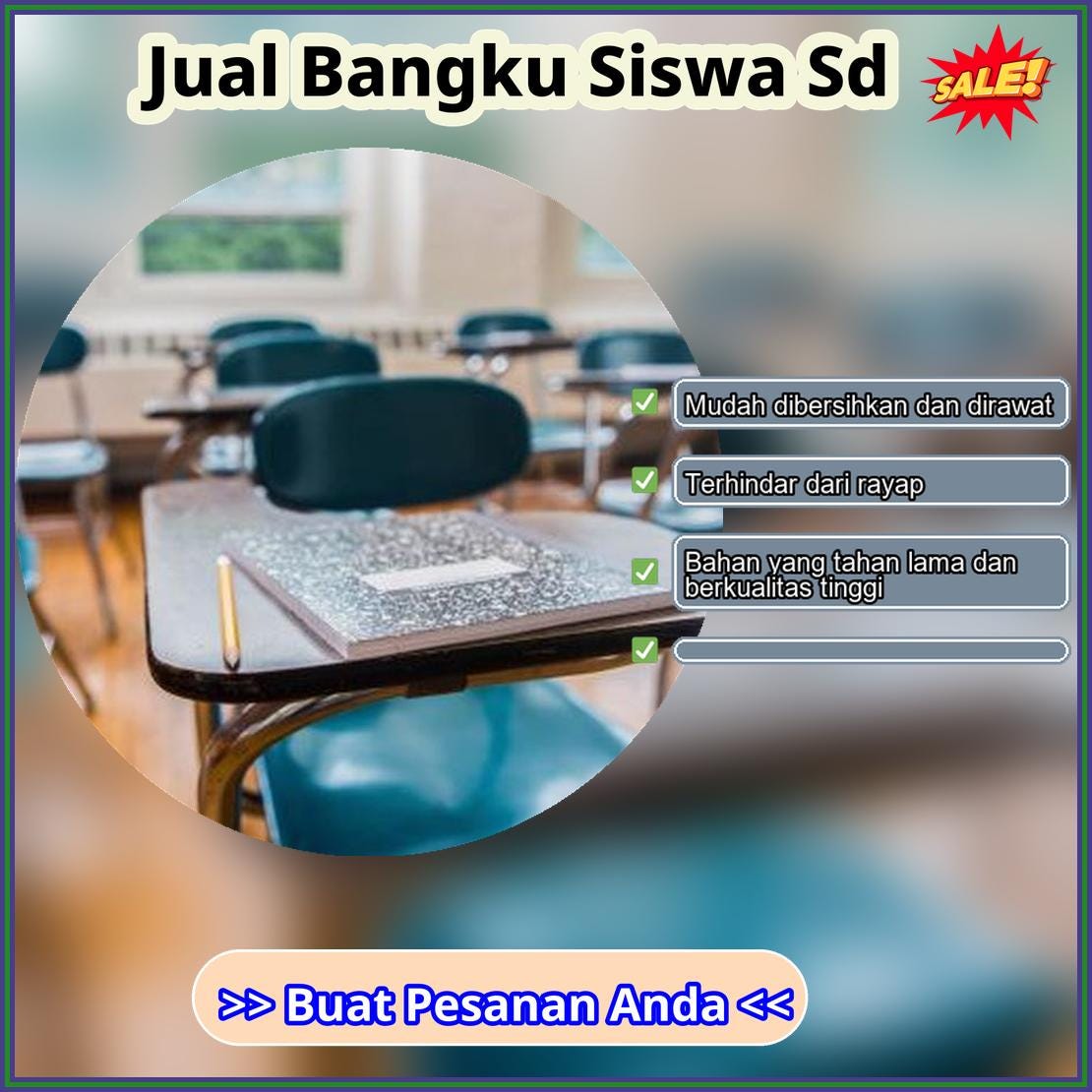 Jual Bangku Siswa Sd - Mejabelajara - Medium